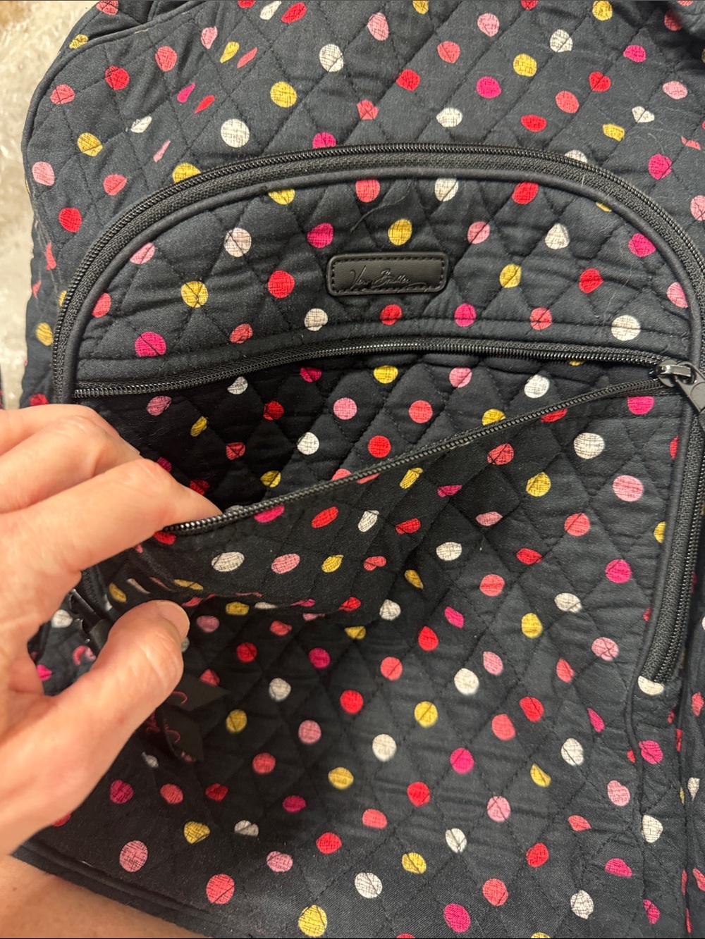 Vera Bradley polka dot back pack full size. - Picture 2 of 9